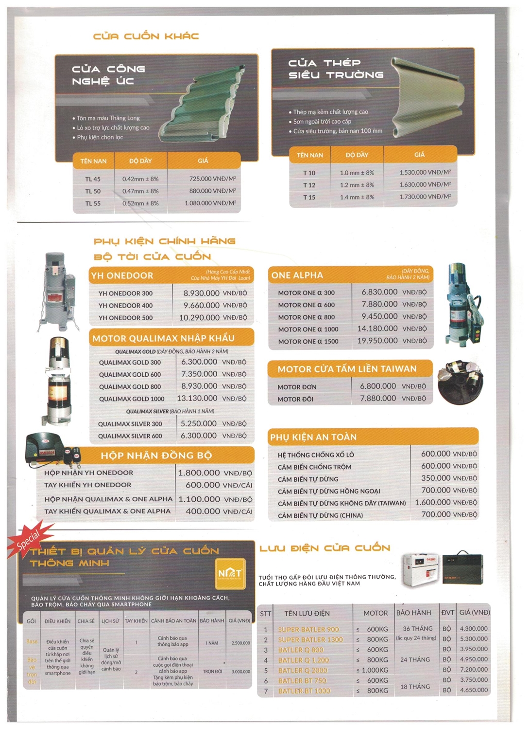 Bảng giá Cửa cuốn khác