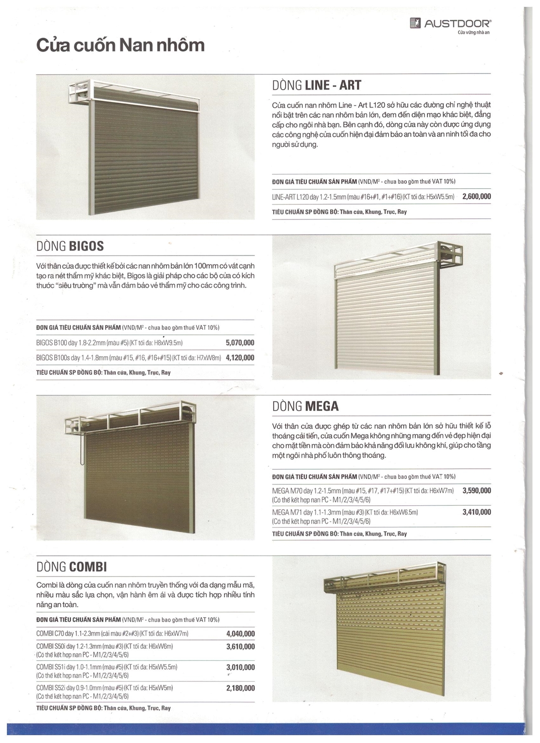 Bảng giá cửa cuốn Nan nhôm